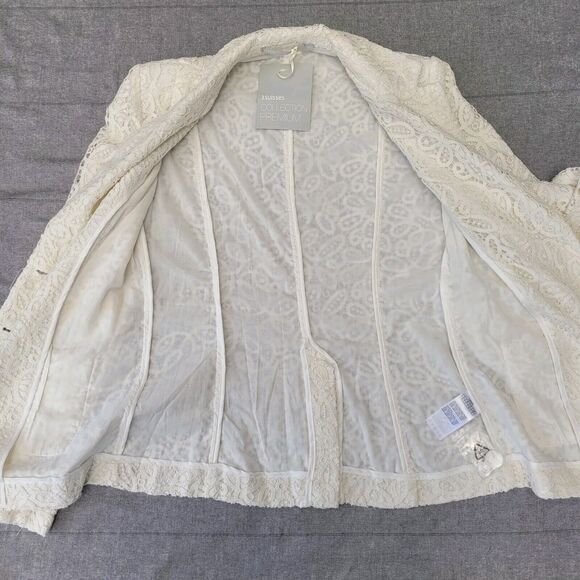 NWT Vintage 3 Suisses Collection Ivory Lace Blazer Jacket Cotton Small - Picture 6 of 8